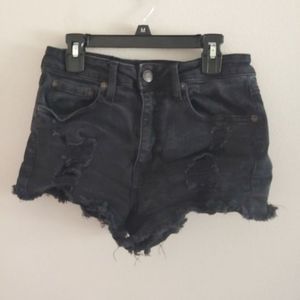 Aero black high rise jean shorts